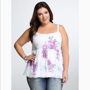 Torrid Floral Chiffon Babydoll Tank Top